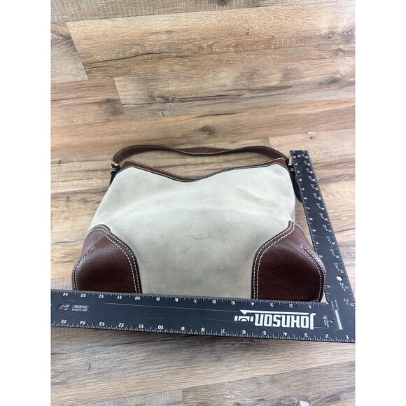 MICHAEL KORS Gray & Brown SUEDE & LEATHER SHOULDER HANDBAG - Picture 6 of 8